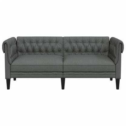 Canapé Chesterfield 2 places gris foncé tissu