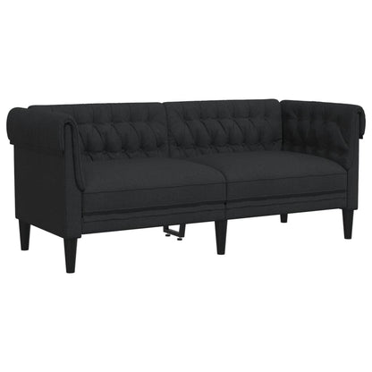 Canapé Chesterfield 2 places noir tissu