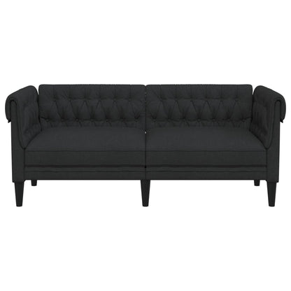 Canapé Chesterfield 2 places noir tissu