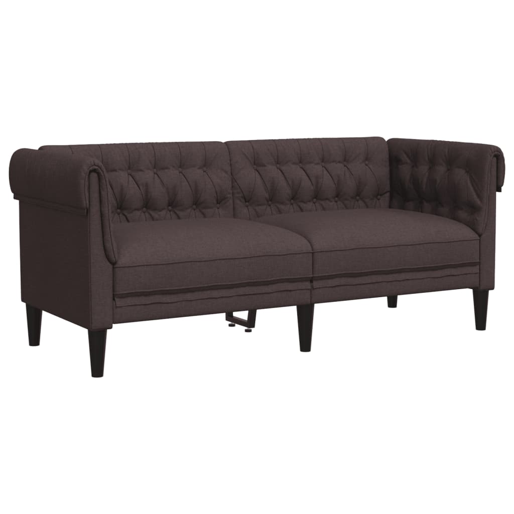 Canapé Chesterfield 2 places marron foncé tissu