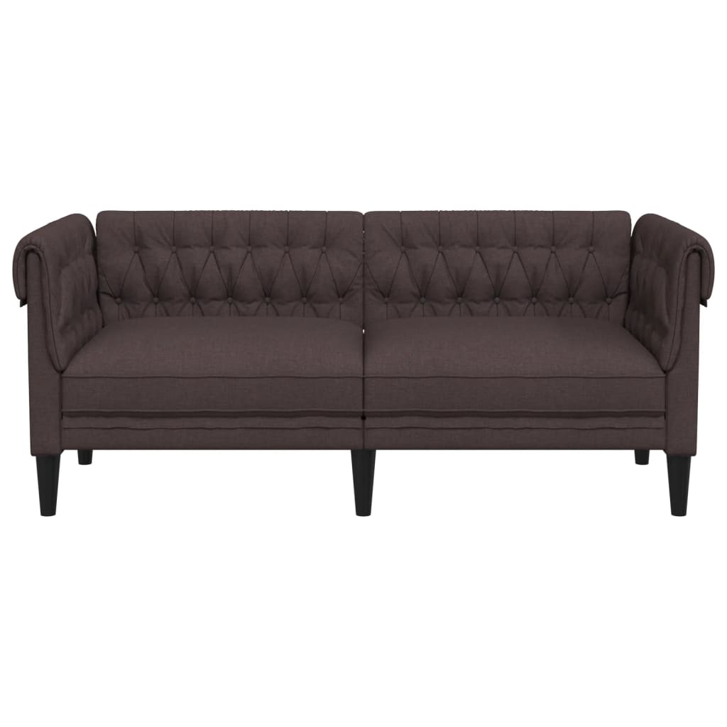 Canapé Chesterfield 2 places marron foncé tissu