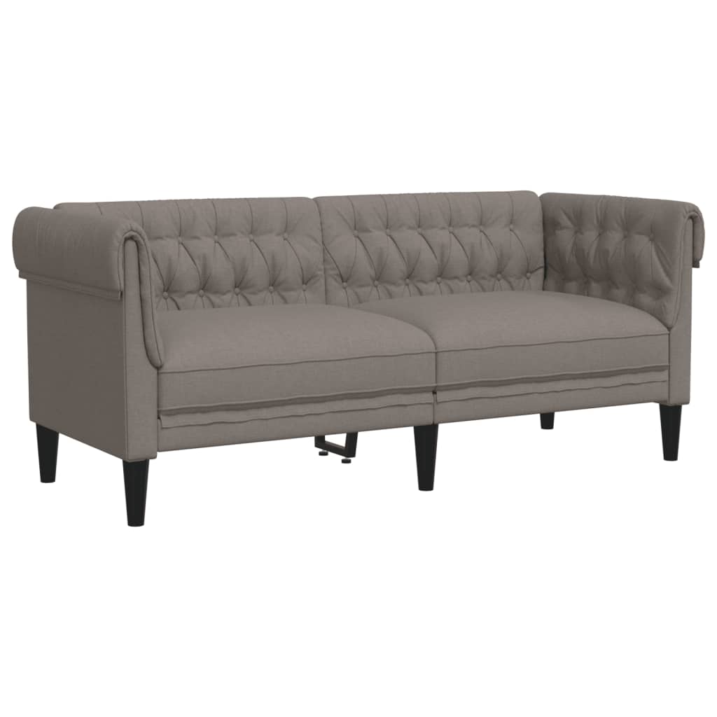 Canapé Chesterfield 2 places taupe tissu