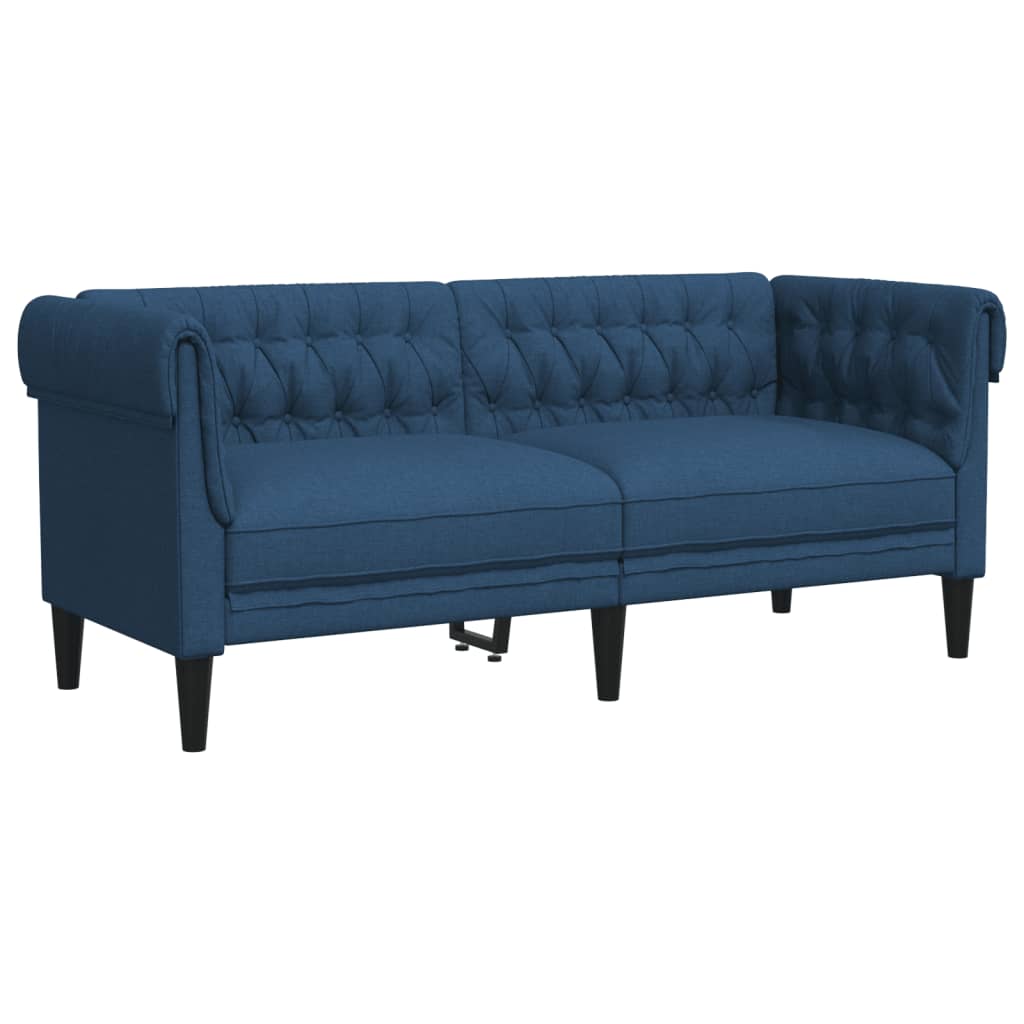 Canapé Chesterfield 2 places bleu tissu