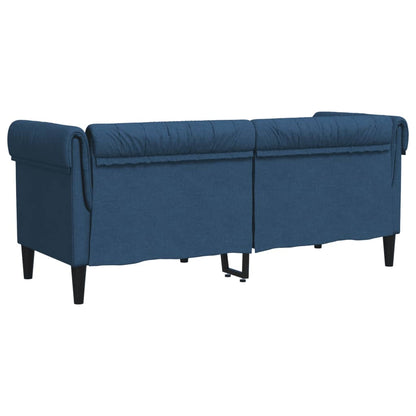 Canapé Chesterfield 2 places bleu tissu