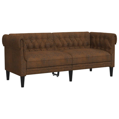 Canapé Chesterfield 2 places marron tissu