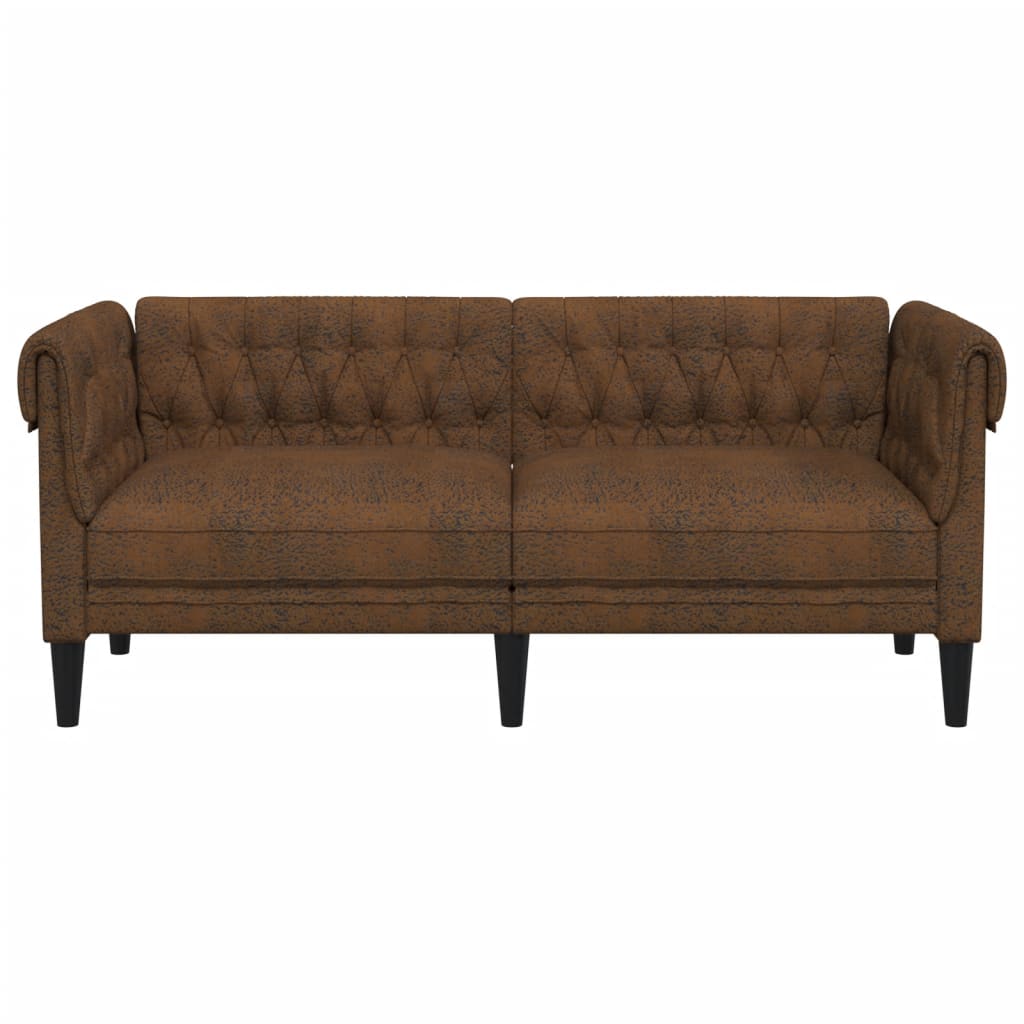 Canapé Chesterfield 2 places marron tissu