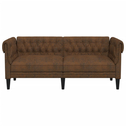 Canapé Chesterfield 2 places marron tissu