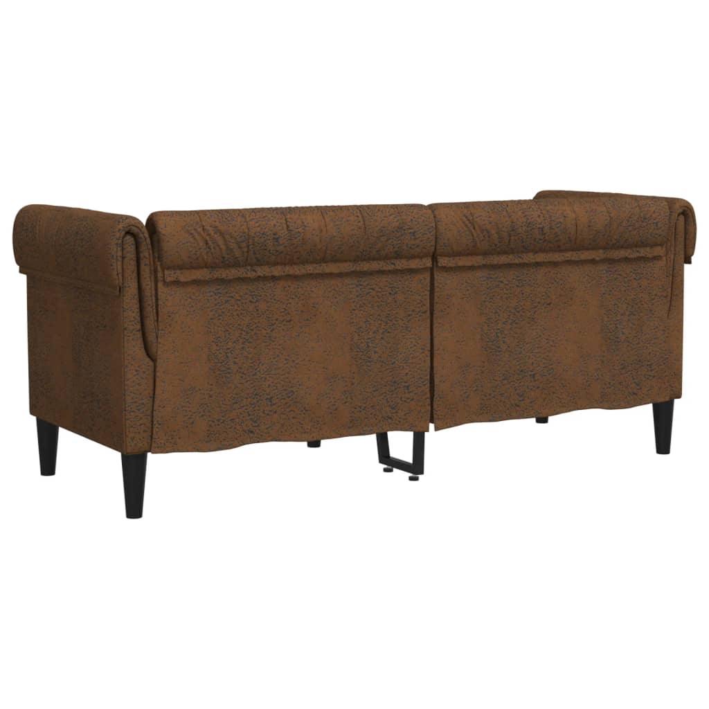 Canapé Chesterfield 2 places marron tissu