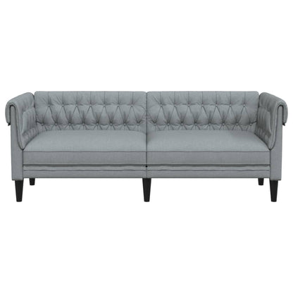 Canapé Chesterfield 3 places gris clair tissu