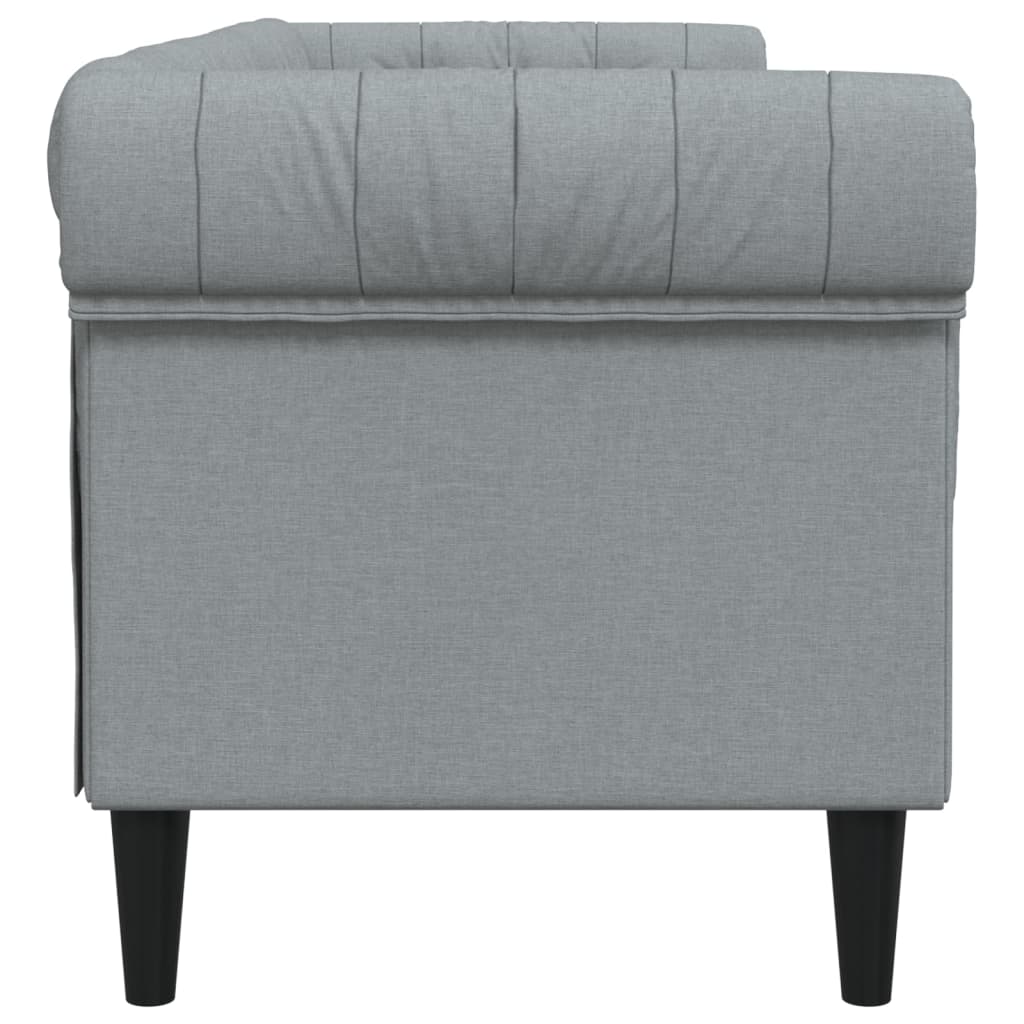 Canapé Chesterfield 3 places gris clair tissu