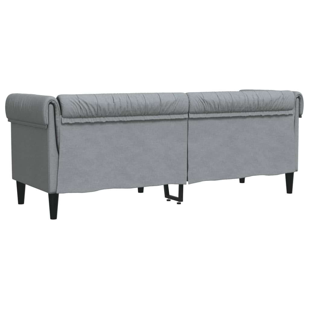 Canapé Chesterfield 3 places gris clair tissu