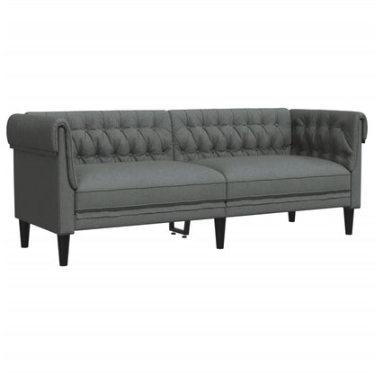 Canapé Chesterfield 3 places gris foncé tissu