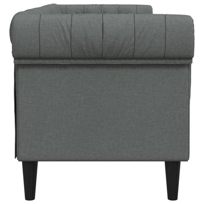 Canapé Chesterfield 3 places gris foncé tissu