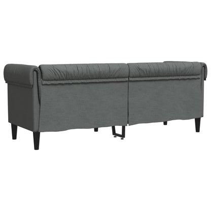 Canapé Chesterfield 3 places gris foncé tissu