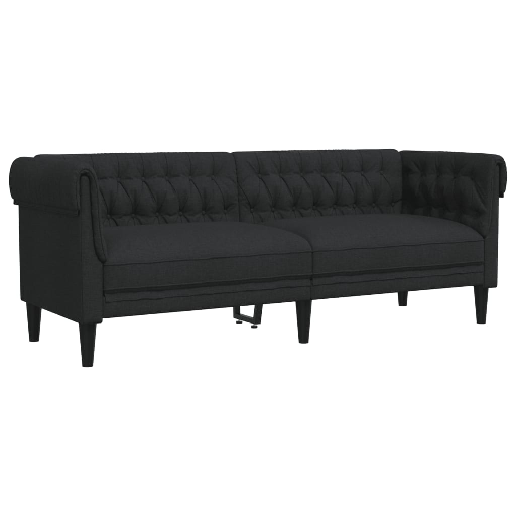 Canapé Chesterfield 3 places noir tissu