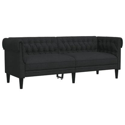 Canapé Chesterfield 3 places noir tissu