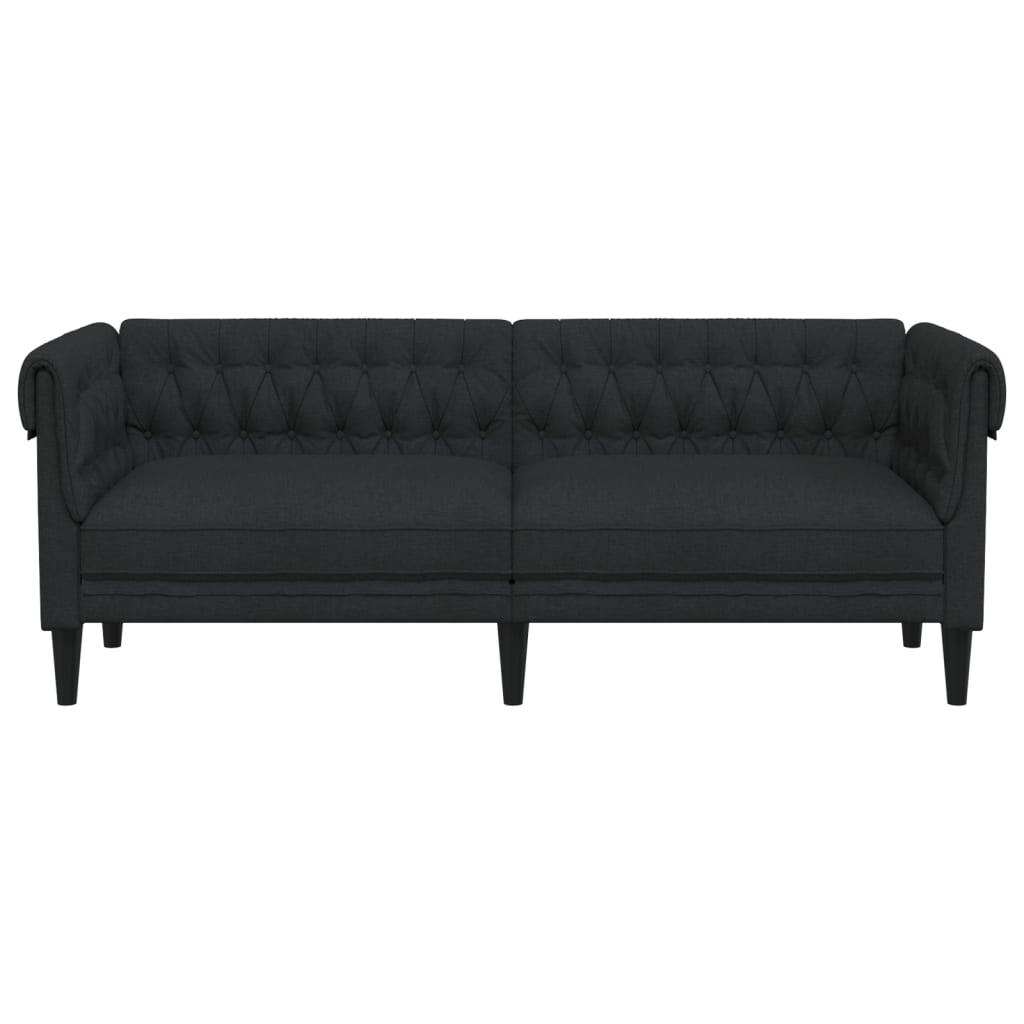 Canapé Chesterfield 3 places noir tissu