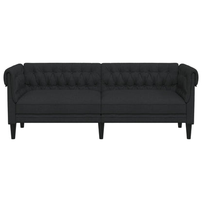 Canapé Chesterfield 3 places noir tissu