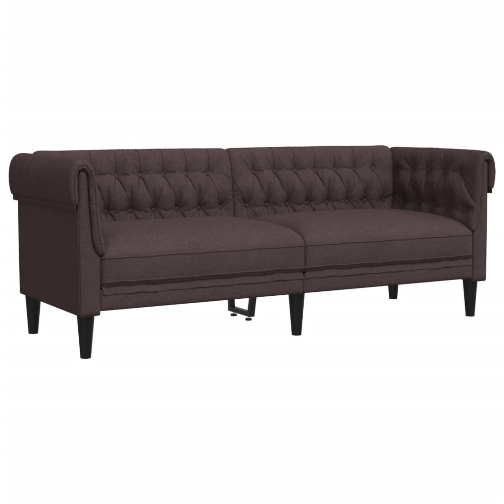 Canapé Chesterfield 3 places marron foncé tissu