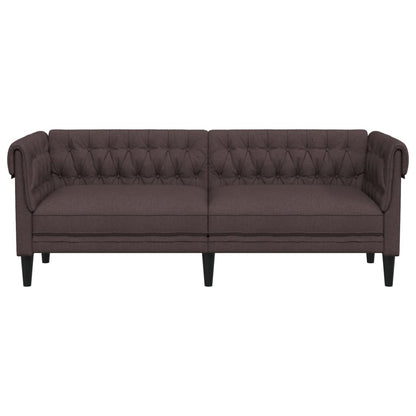 Canapé Chesterfield 3 places marron foncé tissu