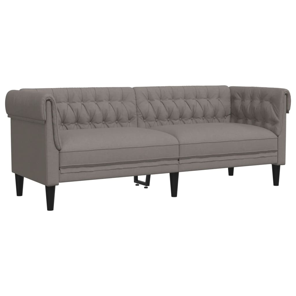 Canapé Chesterfield 3 places taupe tissu