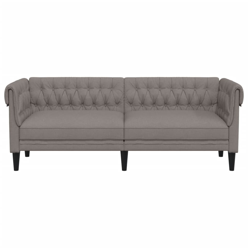 Canapé Chesterfield 3 places taupe tissu