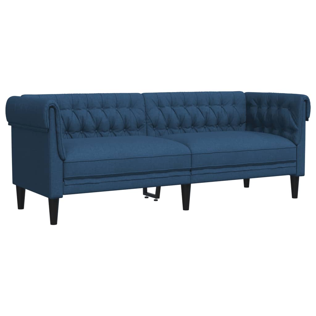 Canapé Chesterfield 3 places bleu tissu