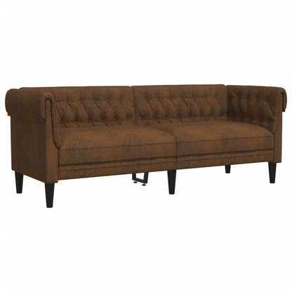 Canapé Chesterfield 3 places marron tissu