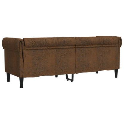 Canapé Chesterfield 3 places marron tissu