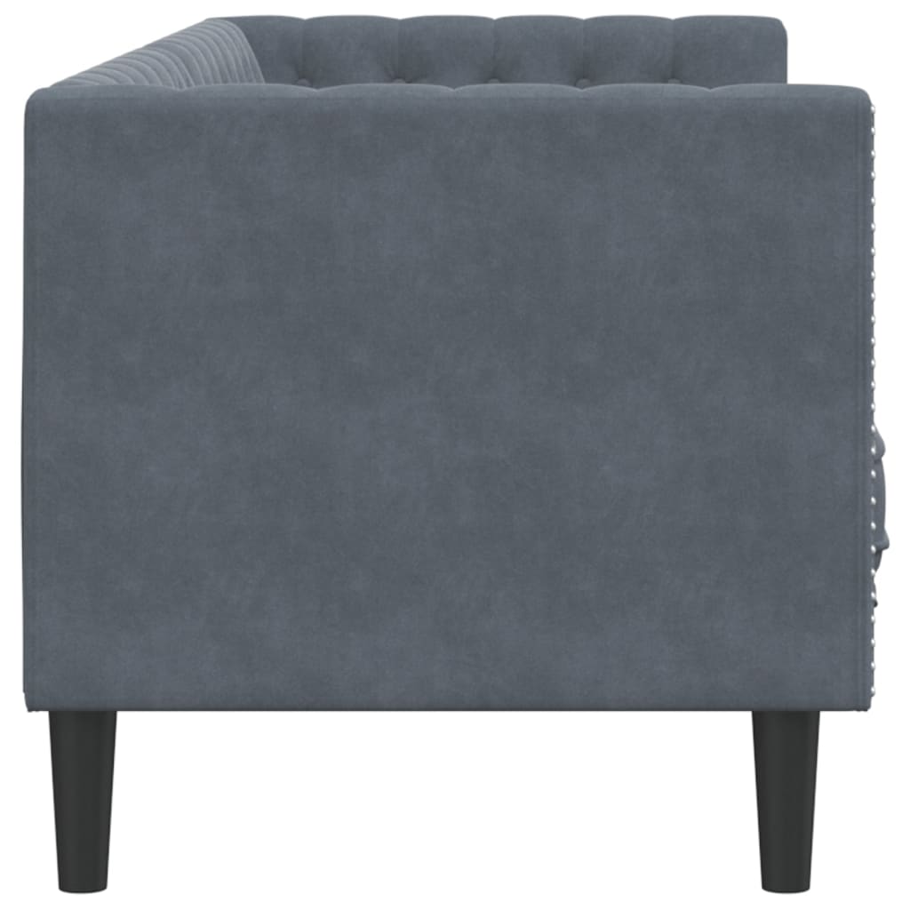 Canapé Chesterfield avec traversins 3 places gris foncé velours