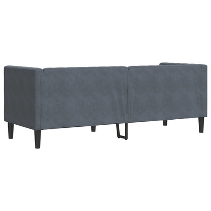 Canapé Chesterfield avec traversins 3 places gris foncé velours