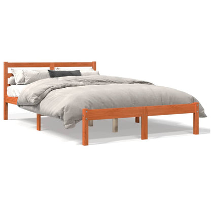 Cadre de lit sans matelas cire marron 150x200cm bois pin massif