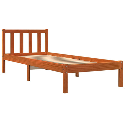 Cadre de lit sans matelas cire marron 75x190 cm bois pin massif