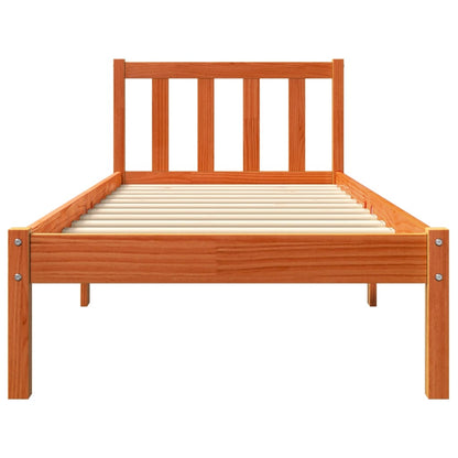 Cadre de lit sans matelas cire marron 75x190 cm bois pin massif