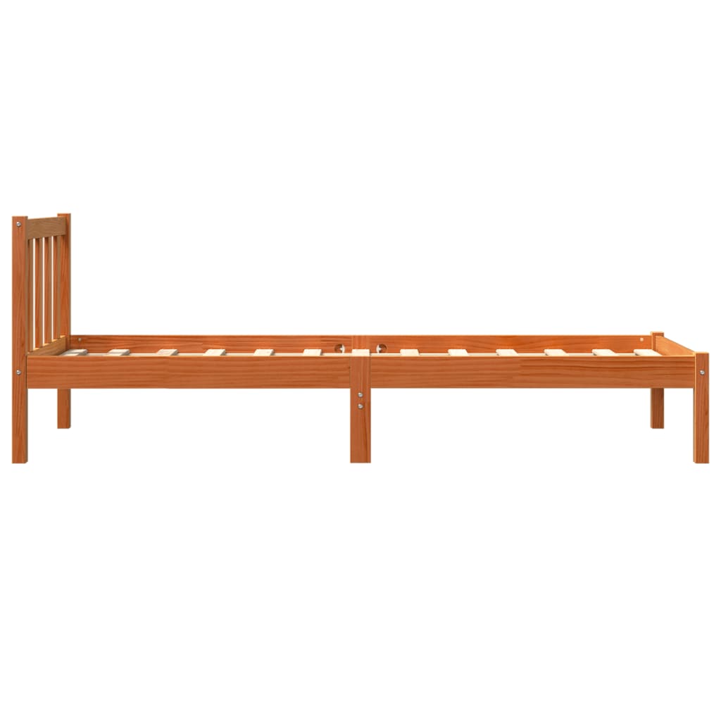 Cadre de lit sans matelas cire marron 75x190 cm bois pin massif