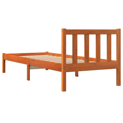 Cadre de lit sans matelas cire marron 75x190 cm bois pin massif