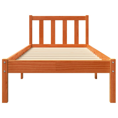 Cadre de lit sans matelas cire marron 90x190 cm bois pin massif