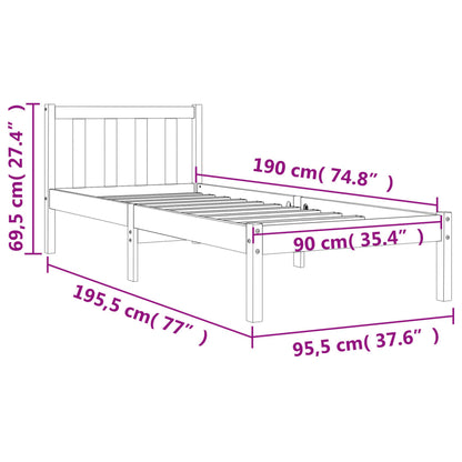 Cadre de lit sans matelas cire marron 90x190 cm bois pin massif