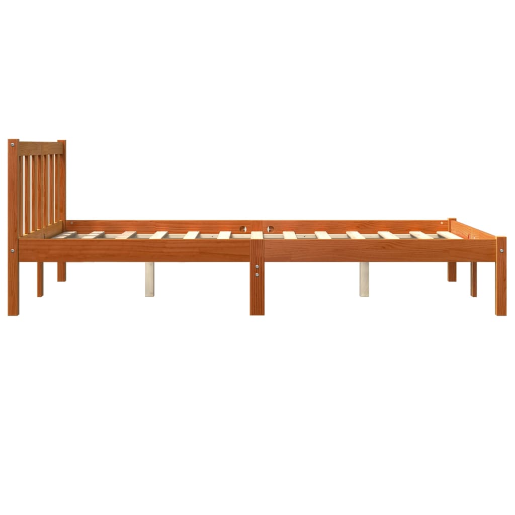 Cadre de lit sans matelas cire marron 120x190cm bois pin massif