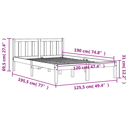 Cadre de lit sans matelas cire marron 120x190cm bois pin massif