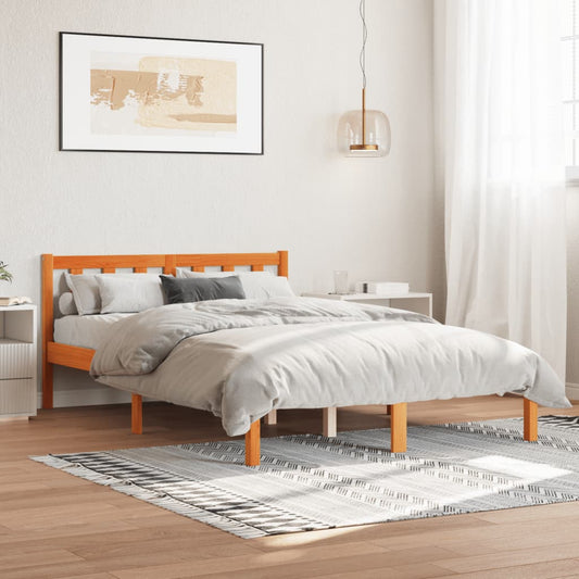 Cadre de lit sans matelas cire marron 120x190cm bois pin massif