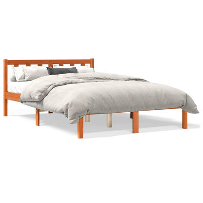 Cadre de lit sans matelas cire marron 140x190cm bois pin massif