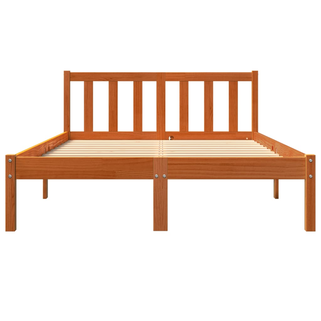 Cadre de lit sans matelas cire marron 140x190cm bois pin massif