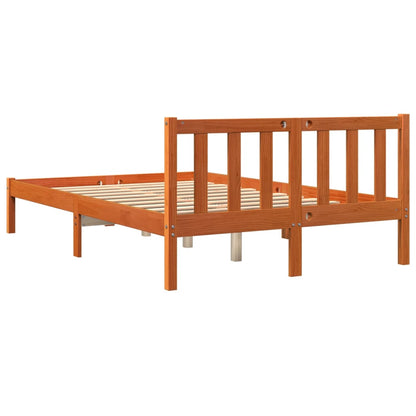 Cadre de lit sans matelas cire marron 140x190cm bois pin massif