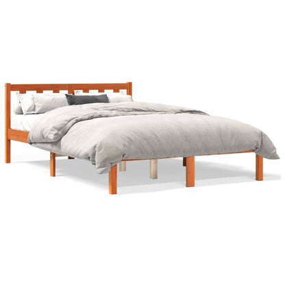 Cadre de lit sans matelas cire marron 140x200cm bois pin massif