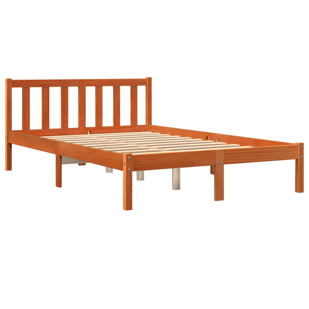 Cadre de lit sans matelas cire marron 140x200cm bois pin massif