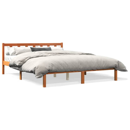 Cadre de lit sans matelas cire marron 150x200cm bois pin massif