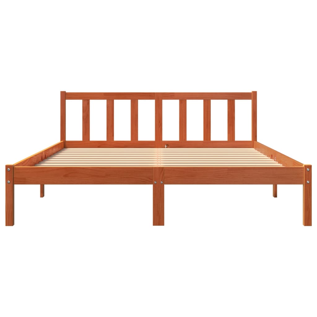 Cadre de lit sans matelas cire marron 150x200cm bois pin massif