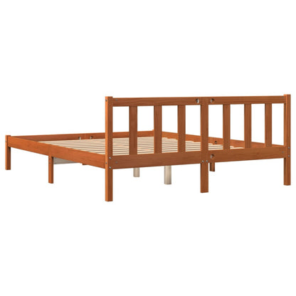 Cadre de lit sans matelas cire marron 150x200cm bois pin massif