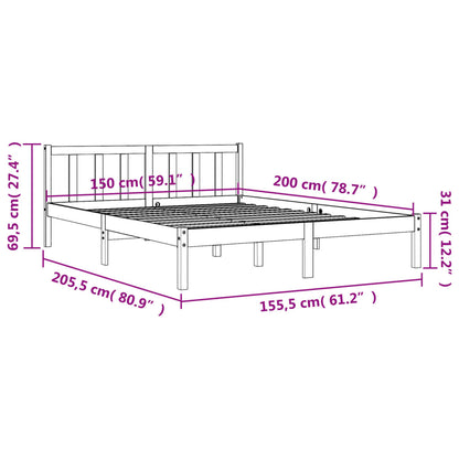 Cadre de lit sans matelas cire marron 150x200cm bois pin massif